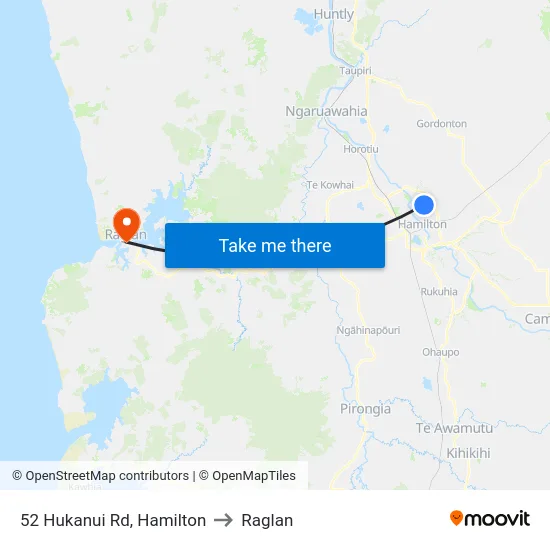 52 Hukanui Rd, Hamilton to Raglan map