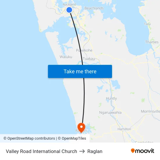 Valley Road International Church to Raglan map