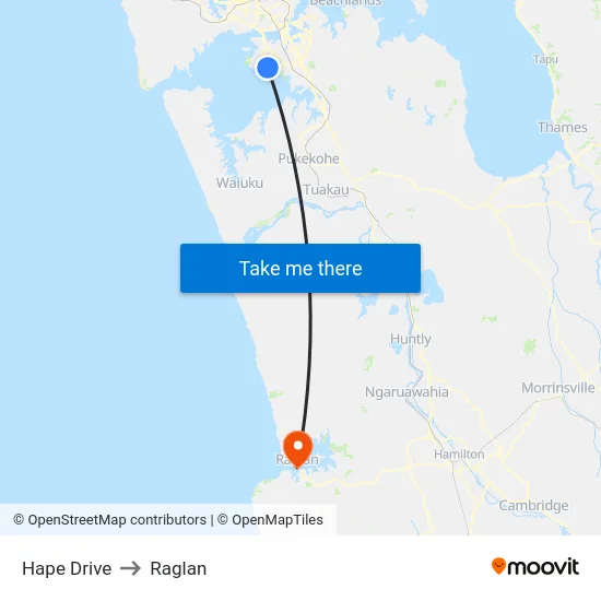 Hape Drive to Raglan map