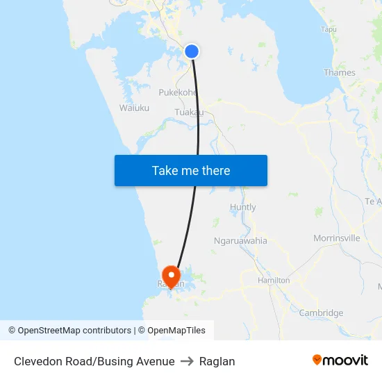 Clevedon Road/Busing Avenue to Raglan map