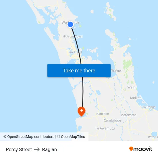 Percy Street to Raglan map
