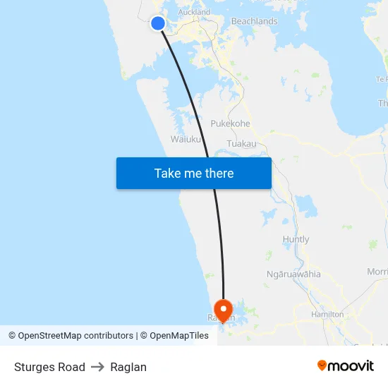 Sturges Road to Raglan map