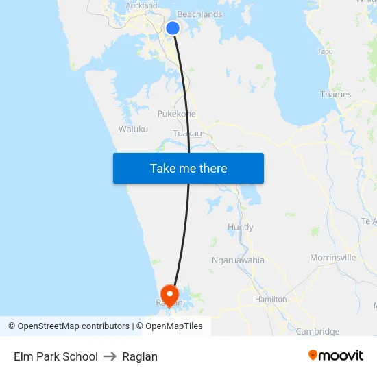 Elm Park School to Raglan map
