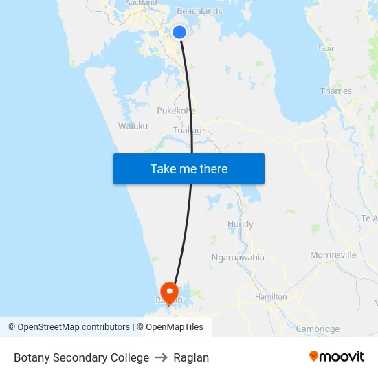Botany Secondary College to Raglan map