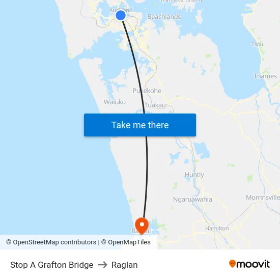 Stop A Grafton Bridge to Raglan map