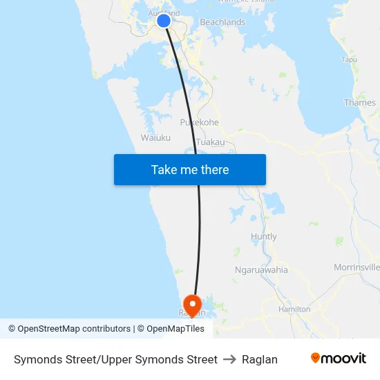 Symonds Street/Upper Symonds Street to Raglan map