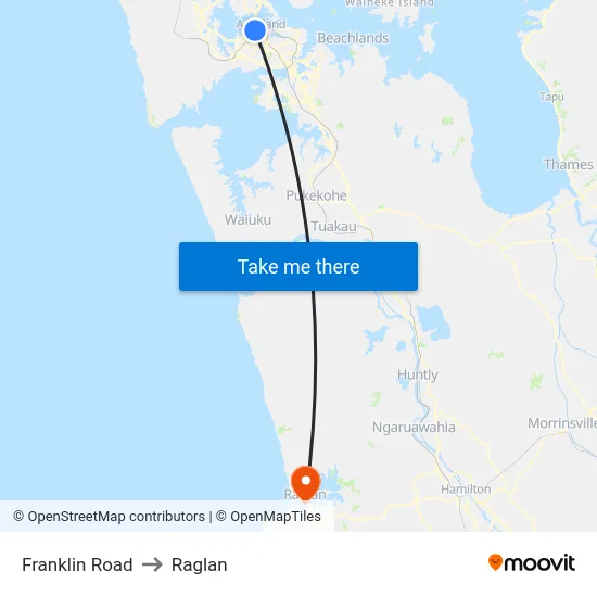 Franklin Road to Raglan map