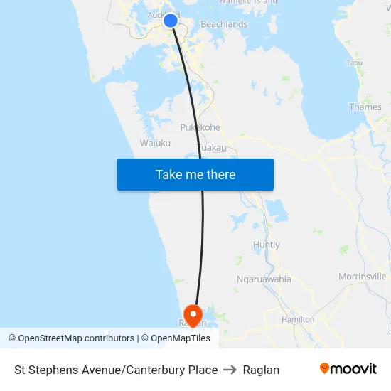 St Stephens Avenue/Canterbury Place to Raglan map
