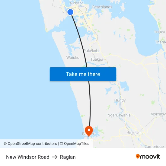 New Windsor Road to Raglan map