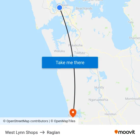 West Lynn Shops to Raglan map