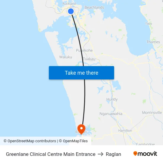 Greenlane Clinical Centre Main Entrance to Raglan map