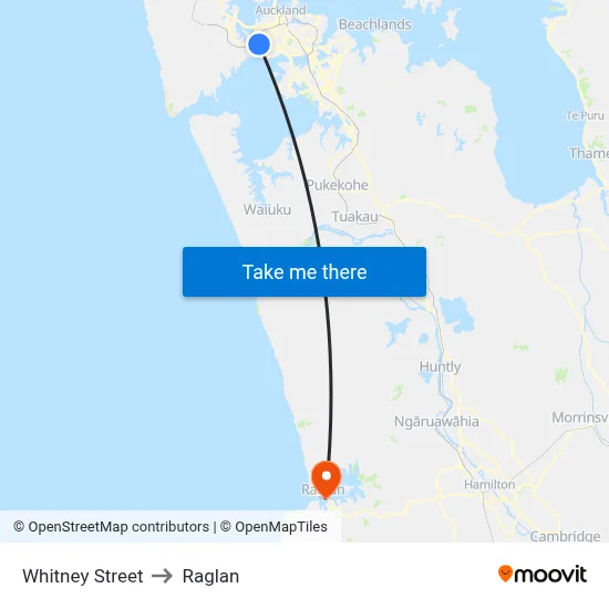Whitney Street to Raglan map