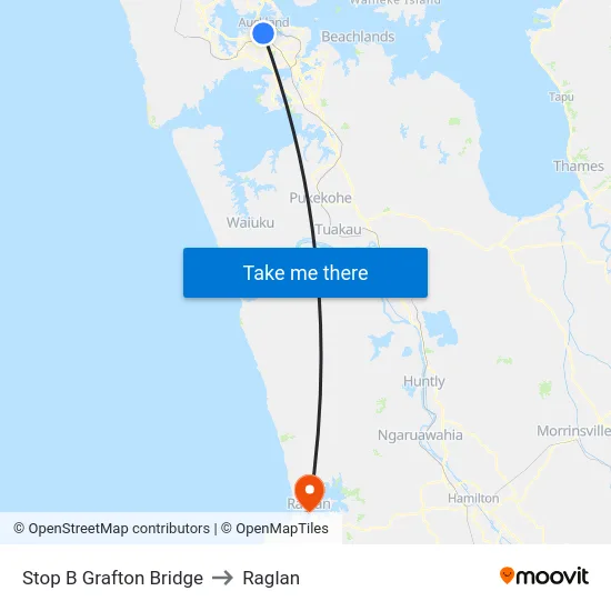 Stop B Grafton Bridge to Raglan map
