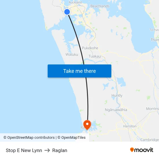 Stop E New Lynn to Raglan map