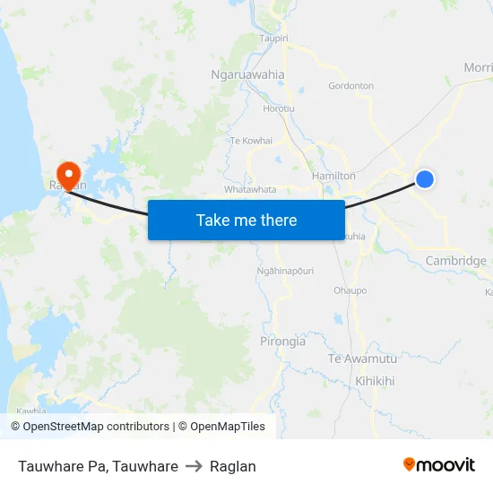 Tauwhare Pa, Tauwhare to Raglan map
