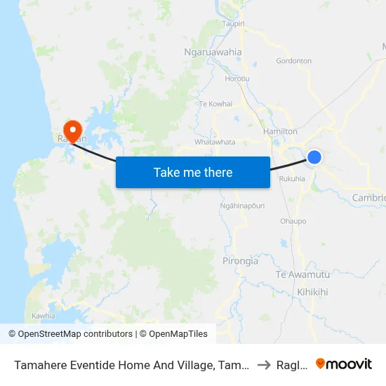 Tamahere Eventide Home And Village, Tamahere to Raglan map