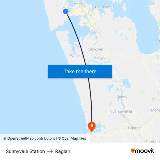 Sunnyvale Station to Raglan map