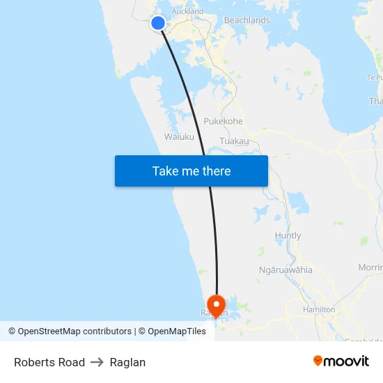 Roberts Road to Raglan map