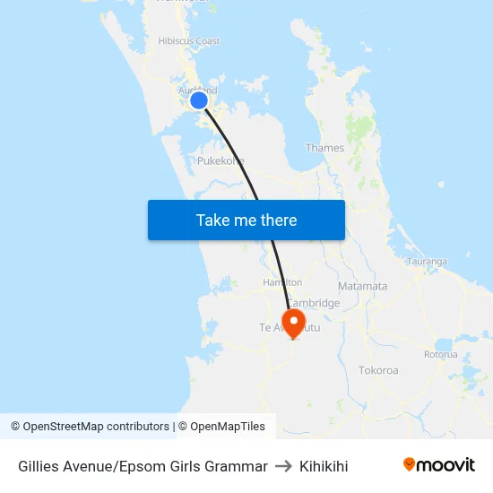 Gillies Avenue/Epsom Girls Grammar to Kihikihi map
