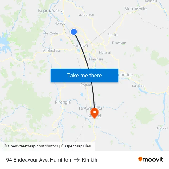 94 Endeavour Ave, Hamilton to Kihikihi map