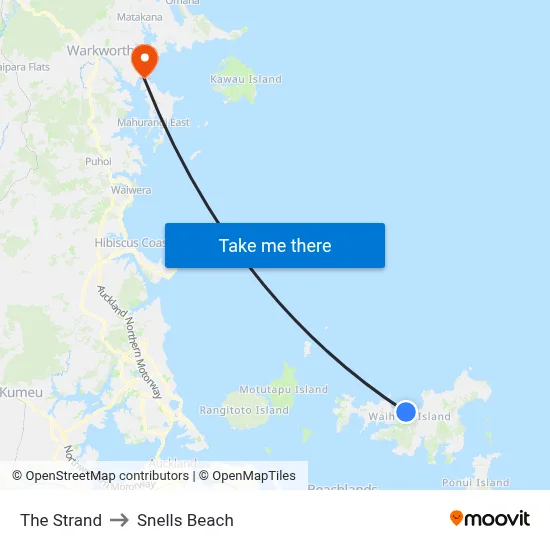 The Strand to Snells Beach map