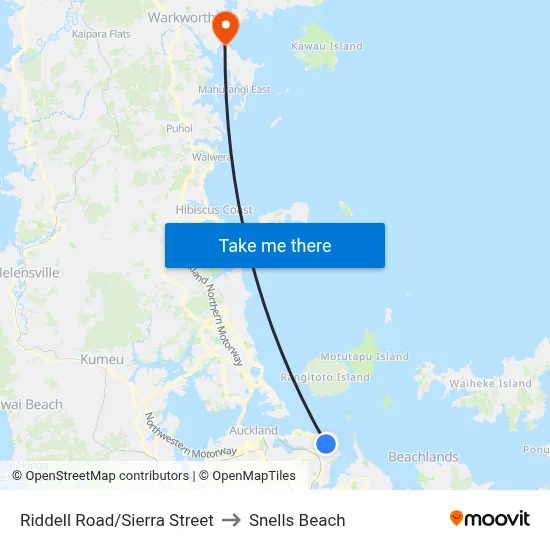 Riddell Road/Sierra Street to Snells Beach map
