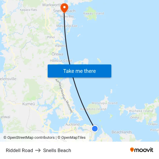 Riddell Road to Snells Beach map