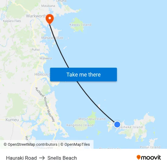 Hauraki Road to Snells Beach map