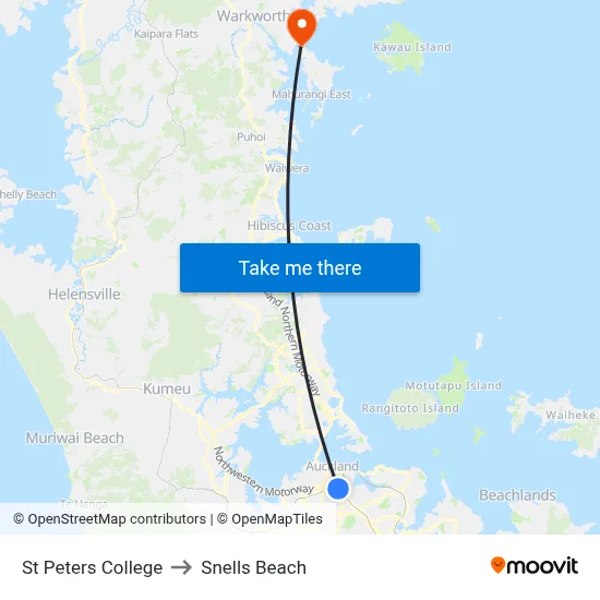 St Peters College to Snells Beach map
