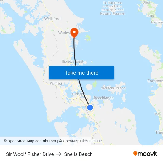 Sir Woolf Fisher Drive to Snells Beach map