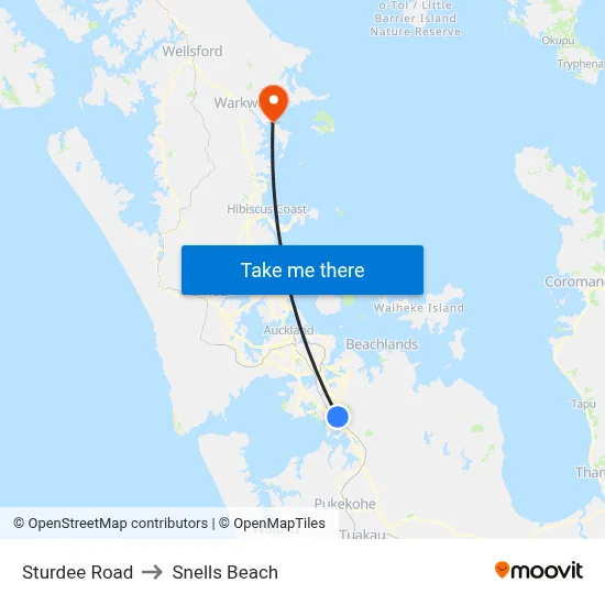 Sturdee Road to Snells Beach map