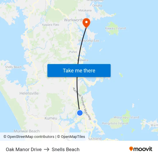 Oak Manor Drive to Snells Beach map