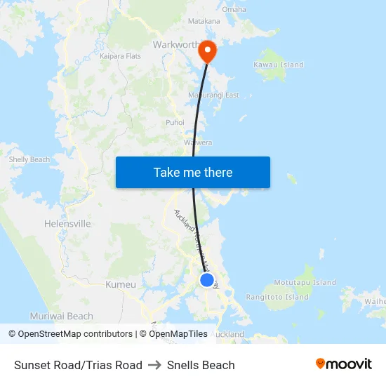 Sunset Road/Trias Road to Snells Beach map