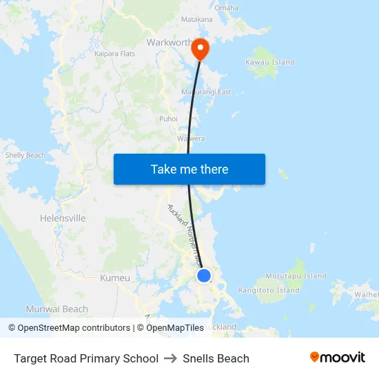 Target Road Primary School to Snells Beach map