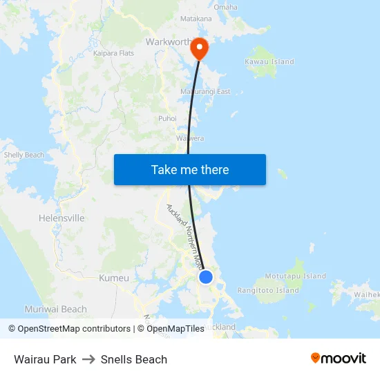 Wairau Park to Snells Beach map