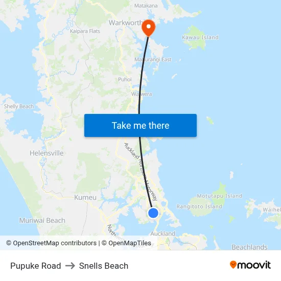 Pupuke Road to Snells Beach map