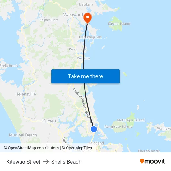 Kitewao Street to Snells Beach map