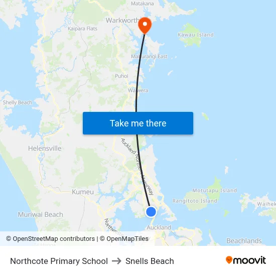Northcote Primary School to Snells Beach map