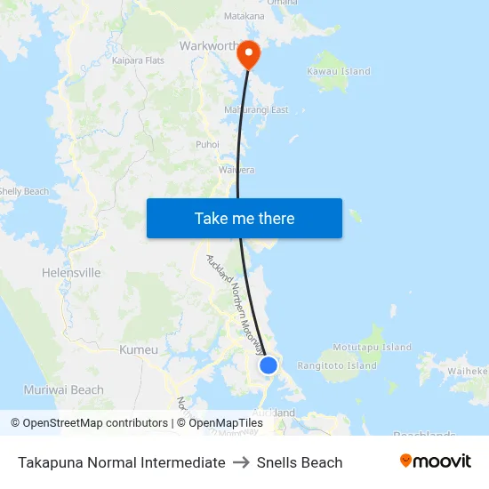 Takapuna Normal Intermediate to Snells Beach map