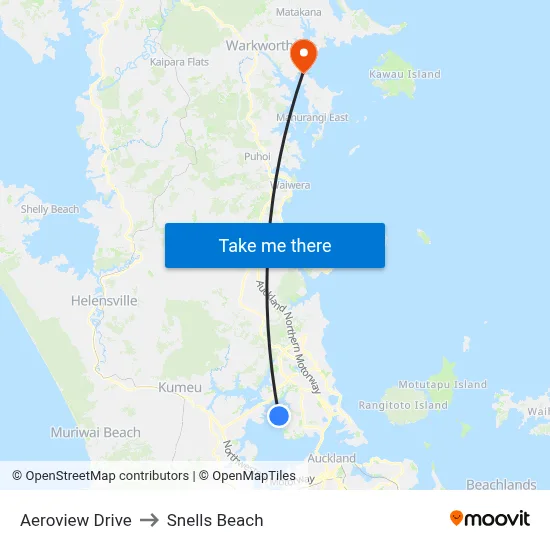 Aeroview Drive to Snells Beach map