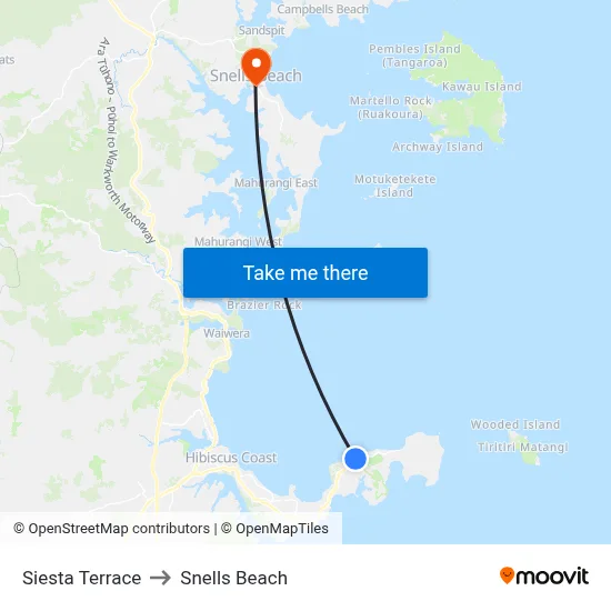 Siesta Terrace to Snells Beach map
