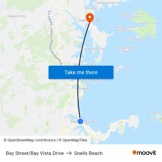 Bay Street/Bay Vista Drive to Snells Beach map