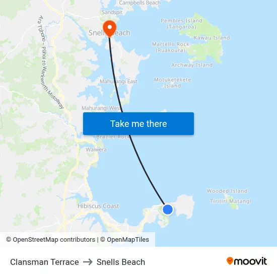 Clansman Terrace to Snells Beach map
