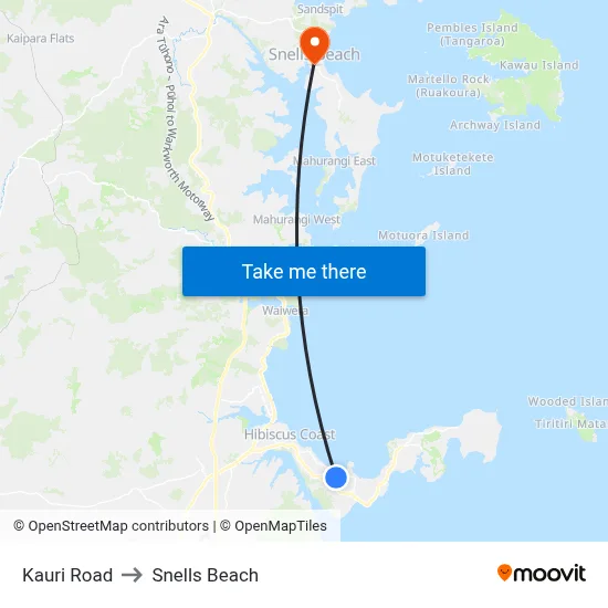 Kauri Road to Snells Beach map