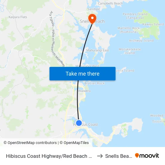 Hibiscus Coast Highway/Red Beach Road to Snells Beach map