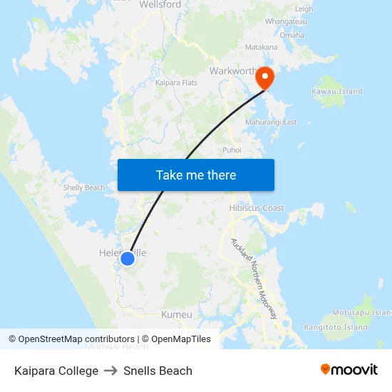 Kaipara College to Snells Beach map