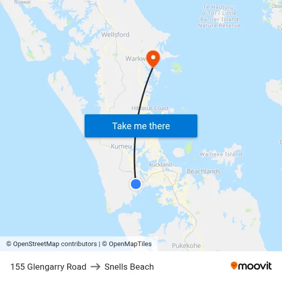 155 Glengarry Road to Snells Beach map