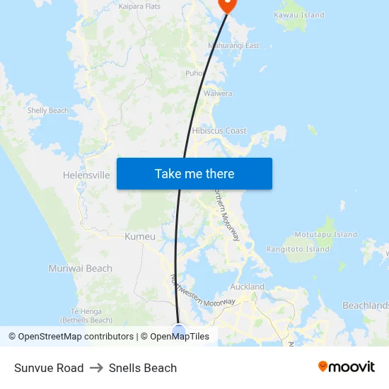 Sunvue Road to Snells Beach map