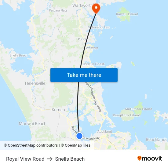 Royal View Road to Snells Beach map