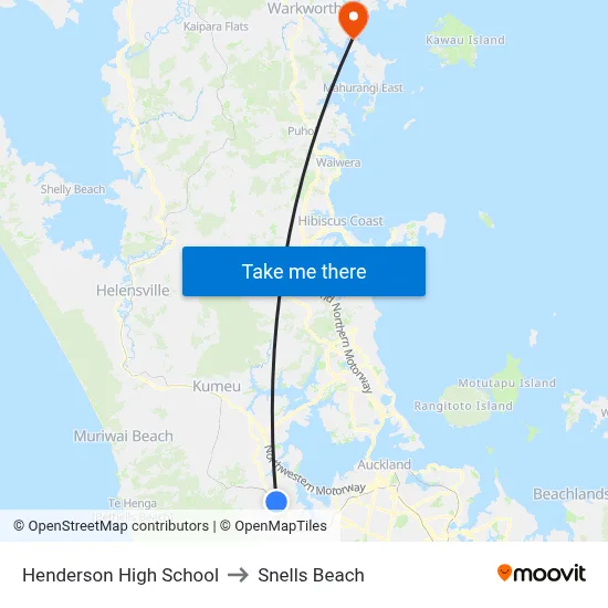 Henderson High School to Snells Beach map